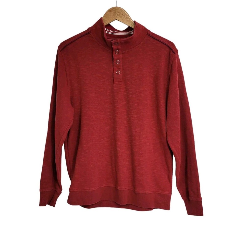 Flag & Anthem Red Snap Neck Pullover Sweatshirt Size Large